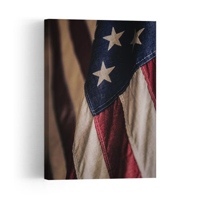 Rustic Stars And Stripes Rustic Vintage Abstract Landscape Nature Wall Art Print 1 Piece Wrapped Canvas Wall Art