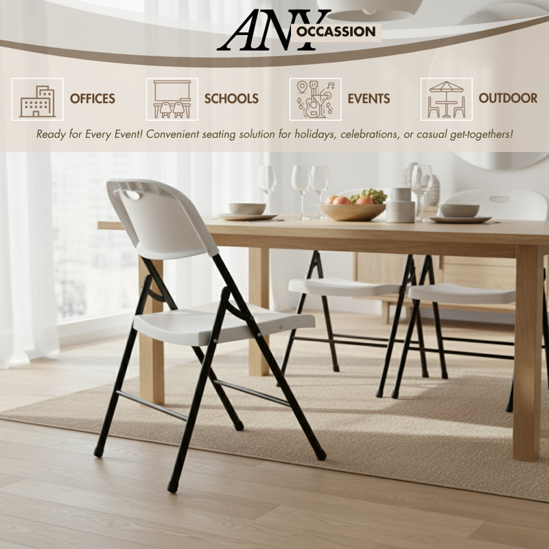 Chaise pliante en plastique robuste, Blanc