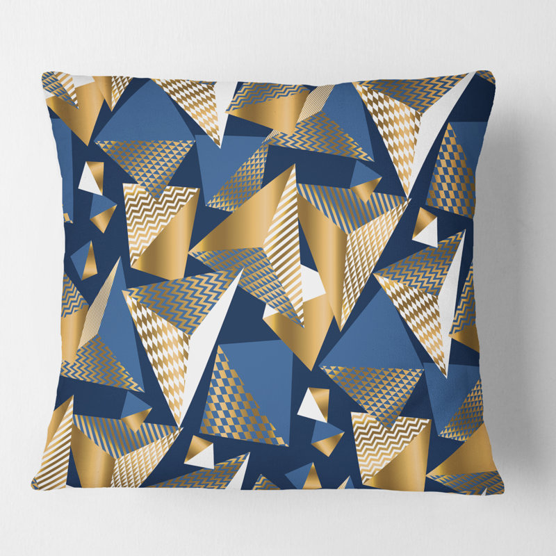 Coussins dorés et bleus - Mid-Century Modern, 18 po x 18 po