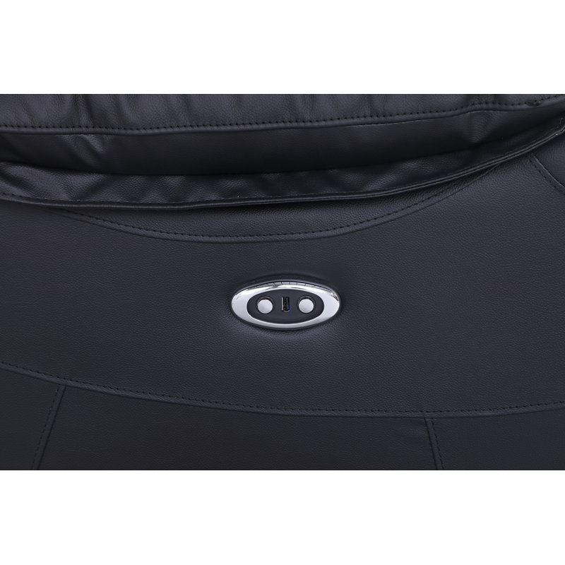 Ileana Leather Power Reclining Home Theater Seat, Black Genuine Leather