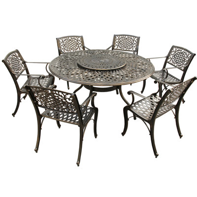 Aletta 6 - Person Patio Dining Set with Round Table