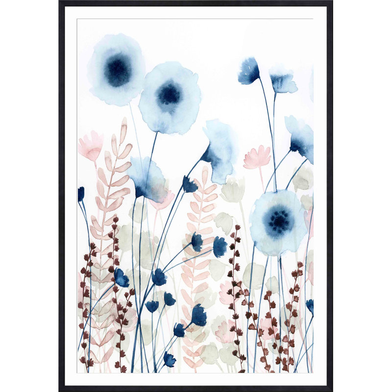 «Sweet Flower Field II» par Grace Popp - peinture encadrée, Noir, H 12 po x l 12 po