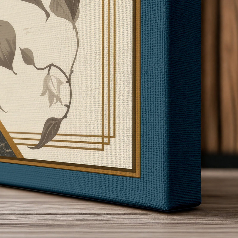 Framed Clematis Study Botanical - Wrapped Canvas, 36x24 - 91.4 x 61.0 cm, Teal Border