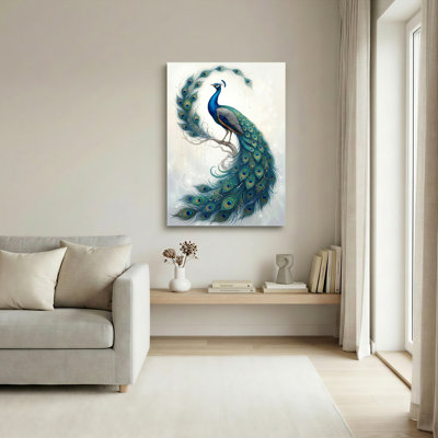 Plume de paon, reproduction d'art sur toile, ensemble de 1