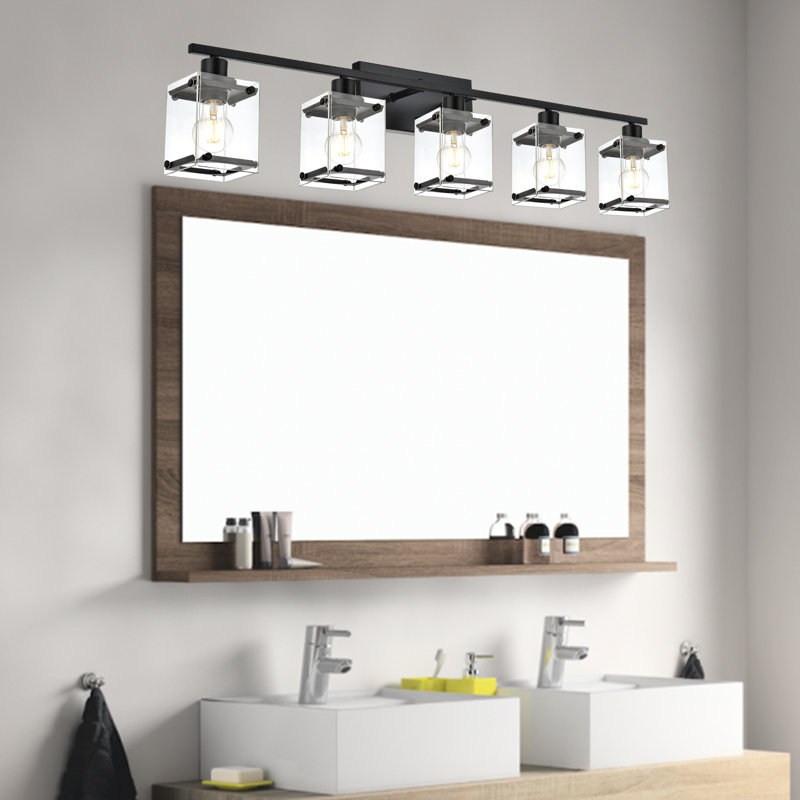 Éclairage pour meuble-lavabo à 5 lumières à intensité variable Audrius, Noir mat