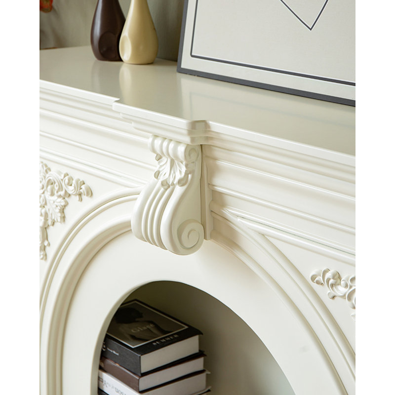 Armoire de cheminée décorative française rétro en bois massif sculpté, H 41,34 po x l 47,24 po x P 13,78 po