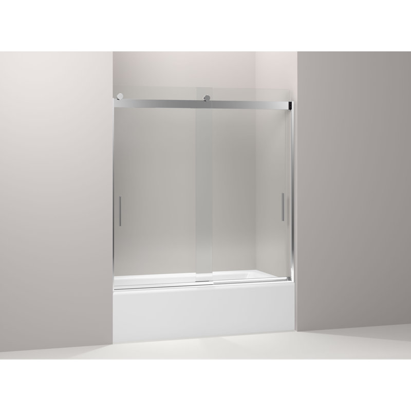 Porte de baignoire semi-sans cadre 59,63" avec technologie® cleancoat Levity, Argent poli brillant