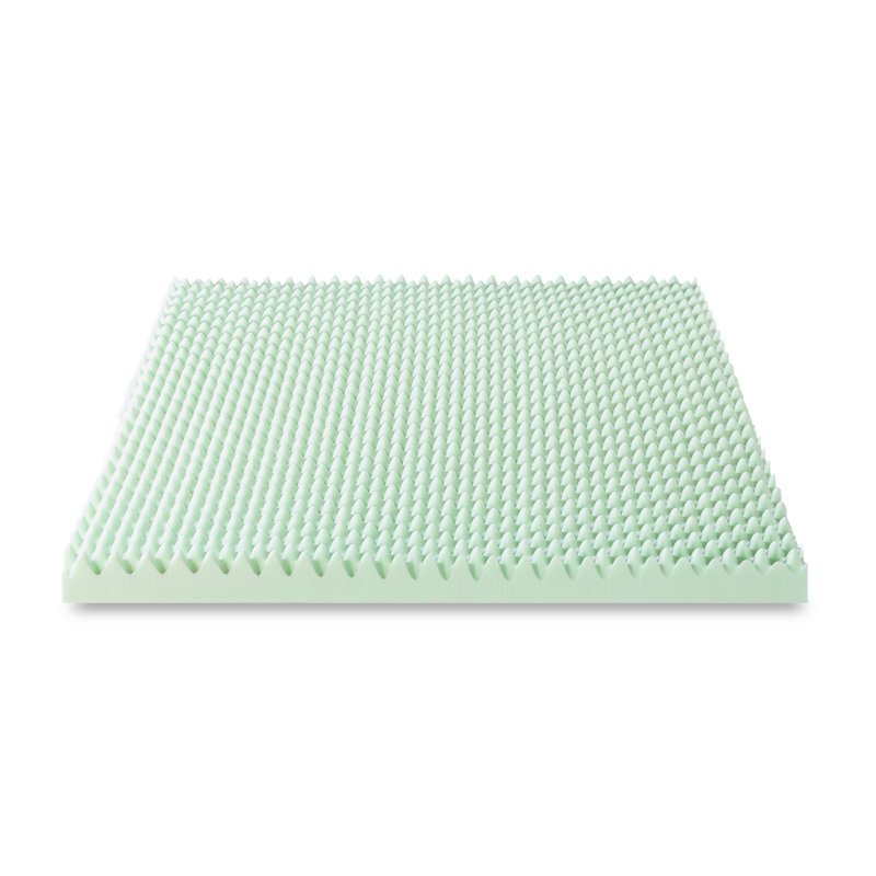Surmatelas en mousse à mémoire de forme Nieves, 4", Thé vert, Grand lit court