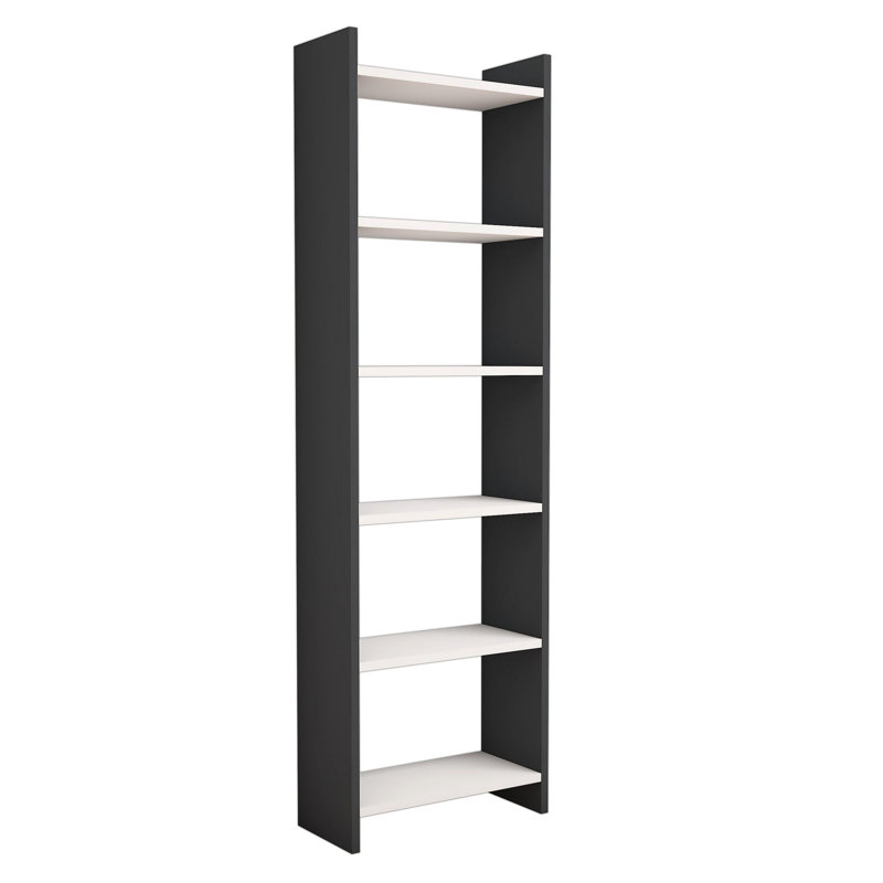 Bibliothèque standard Bukowski, Blanc / anthracite, H 63 po x l 19,13 po x P 8,66 po