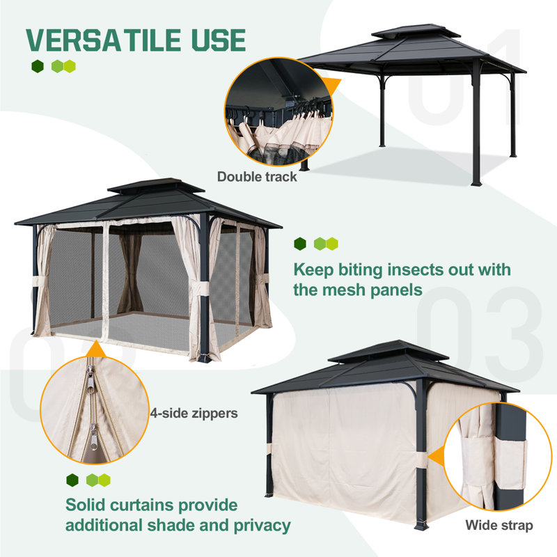 14 Ft. W x 12 Ft. D Metal Gazebo