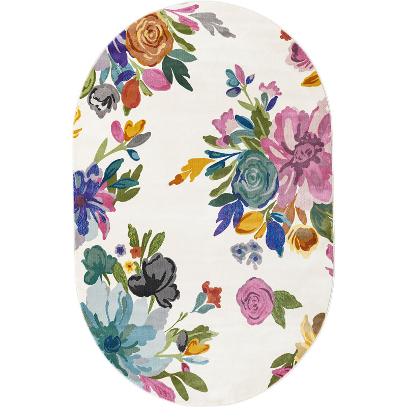 Floral Indoor Rug, Oval 5'3" x 7'10"