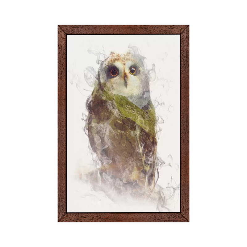 Owl by Daniel Taylor - Print on Canvas, 101.6 cm H x 66.04 cm W, Brown Framed