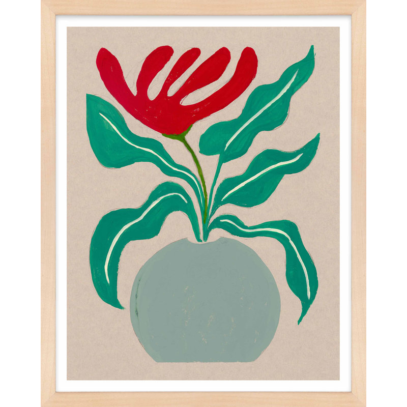 Trippy Tulip Painting by Andrea Stokes, Maple Framed Paper, 20" H x 16" W x 1.25" D