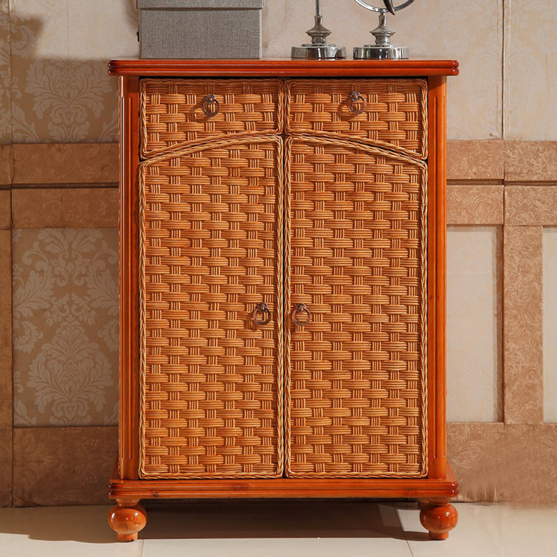 Southeast Asian Wind Vine Weaving Shoe Cabinet 12 Pair Shoe Storage Cabinet