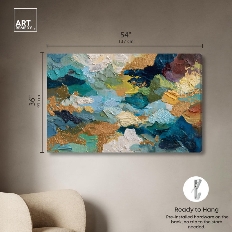 Lapis et or I, reproduction d'art sur toile par Art Remedy, H 36 po x l 54 po, Toile tendue avec châssis