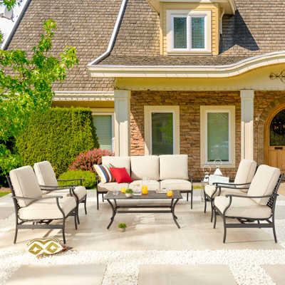 Granados 7 - Person Patio Conversation Set with Cushions
