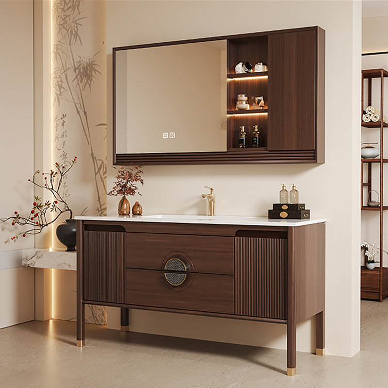Ensemble de meuble-lavabo en bois massif avec armoire à miroir 43,70 po, 44"