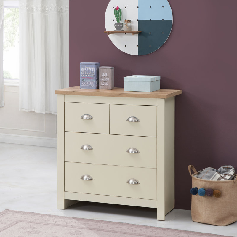 Aquitaine 79cm W 4 - Drawer Chest of Drawers, Cream/Oak