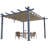 Outdoor Retractable Pergola Aluminium Pergola Canopy with Adjustable Roof, Upgraded Faux Wood Grain Modern Metal Patio Pergola for Deck, Backyard Garden, Porch, Grape Trellis-126058711-111154503