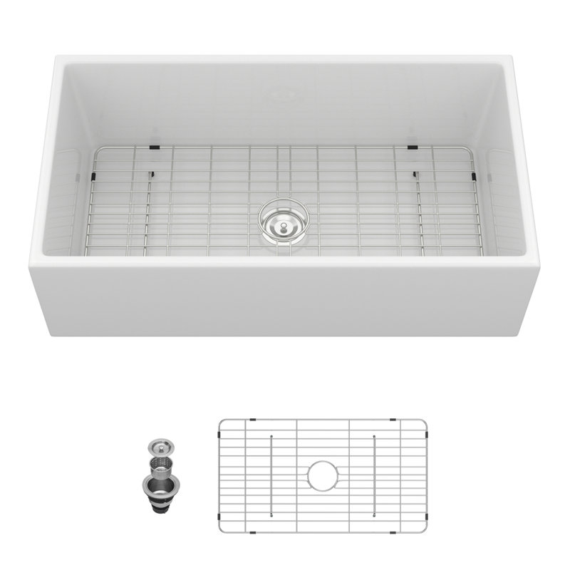 Évier de cuisine de ferme blanc durable, tablier en céramique à l'avant pour des cuisines spacieuses