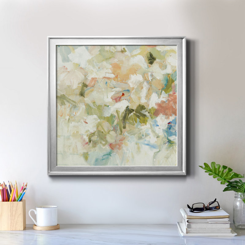 Floral Blush III - Reproduction d'art sur toile encadrée, H 22,5 po x l 22,5 po x P 1,5 po, Cadre blanc