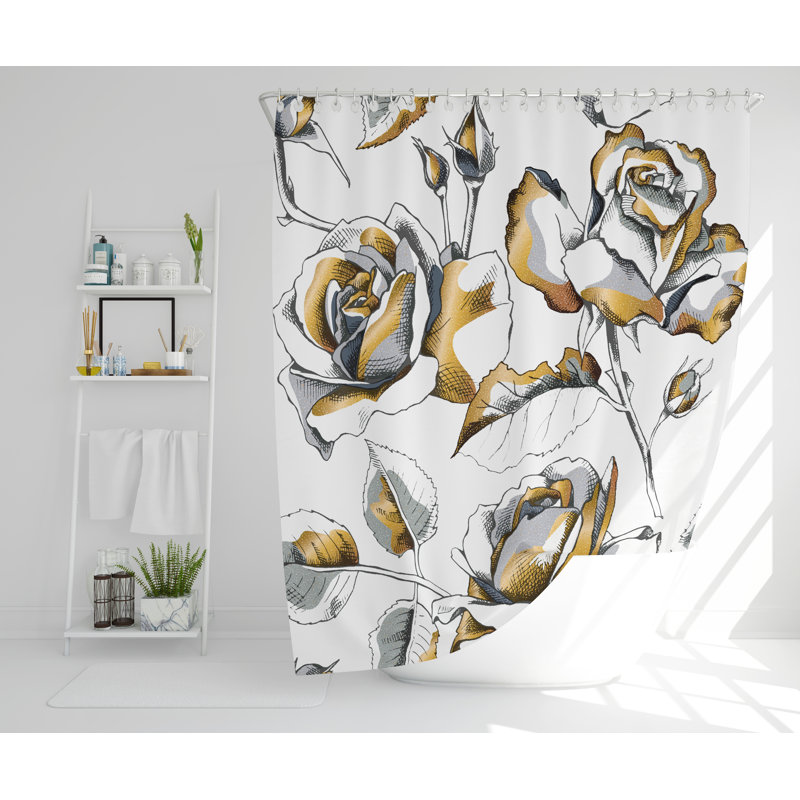 Arum Polyester Shower Curtain Set, 168cm H x 168cm W