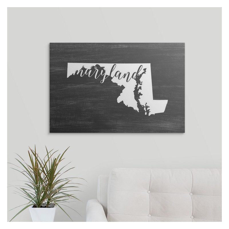 « home state typographie maryland », impression sur cercle intérieur, H 24 po x l 36 po x P 1,5 po, Toile