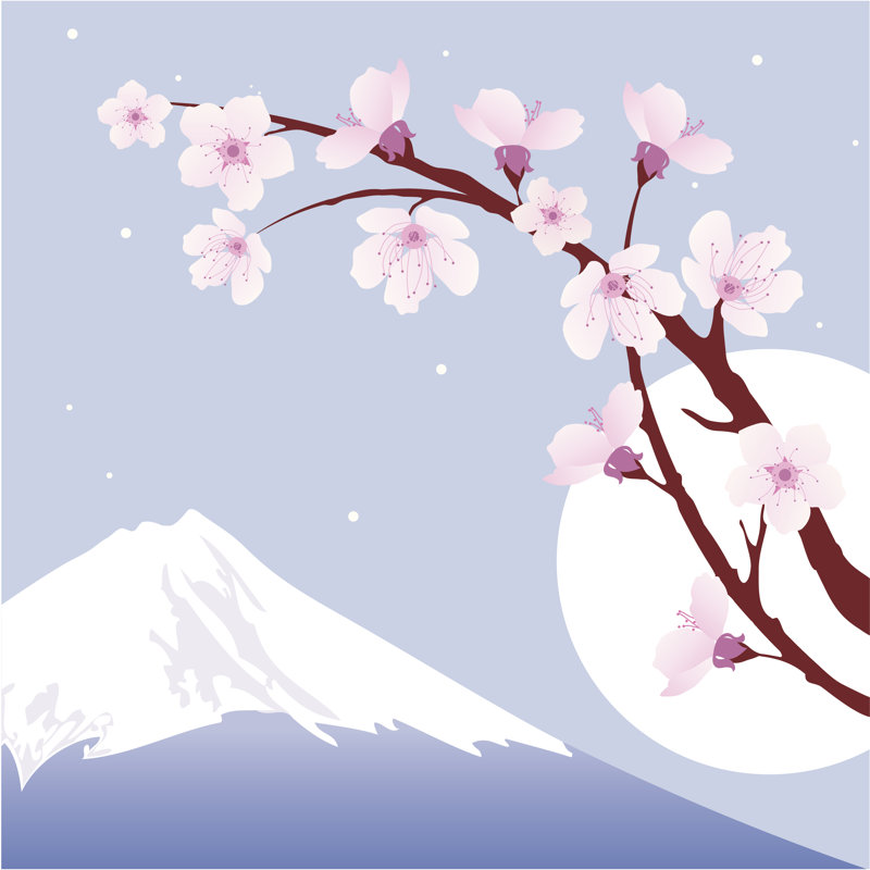 «Mount Fuji And Sakura» par Dahliamm - impression sur toile tendue, H 12 po x l 12 po