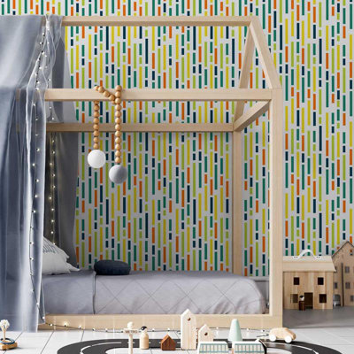 Rouleau de papier peint adhésif 8,5 pi x 24 po Brantwood Fun Stripes