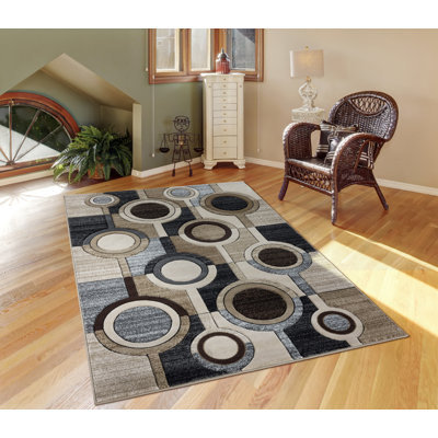 Tapis ivoire / gris à motif géométrique Adonia