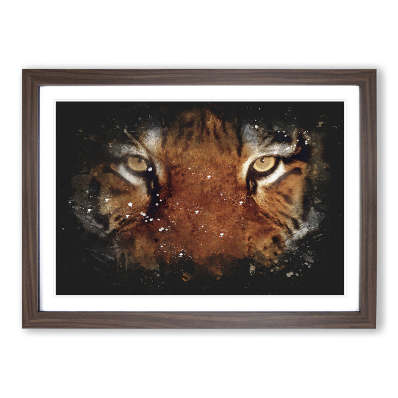 Tiger Vol.6 Paint Splash - Picture Frame Graphic Art, Walnut, 65cm H x 90cm W x 2cm D