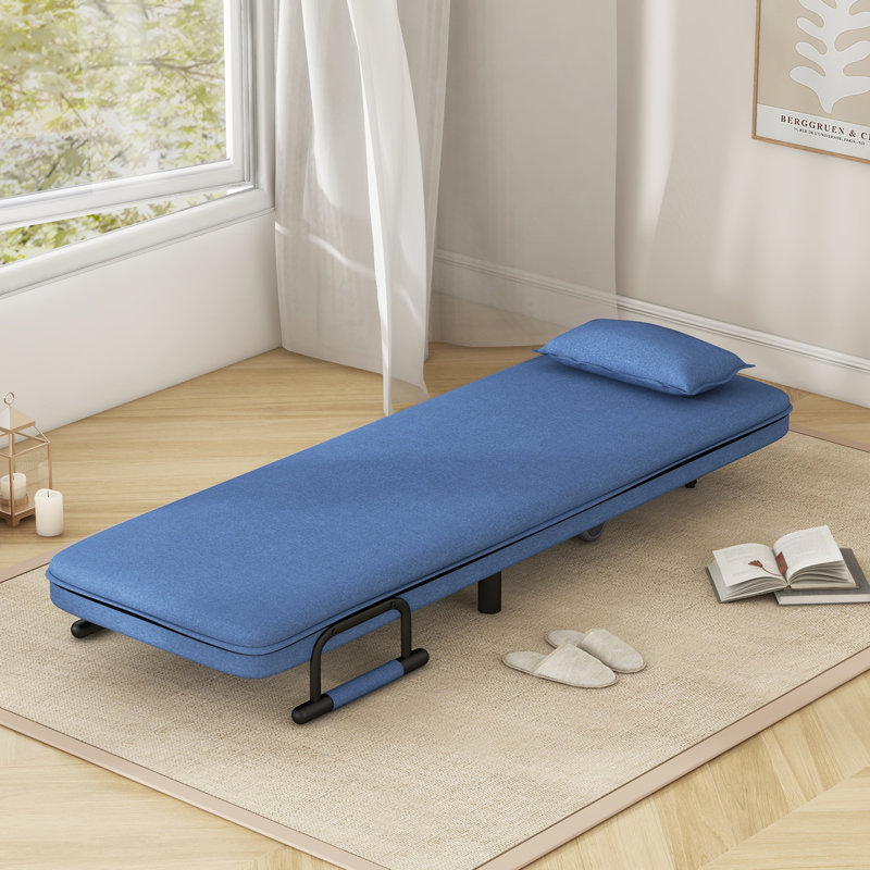 Fauteuil futon large de 26,5 po Damyla, Mélange de polyester bleu
