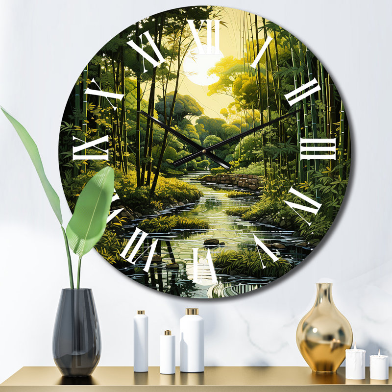 Asian Art Bamboo Whisper II - Horloge murale asiatique, Moyenne