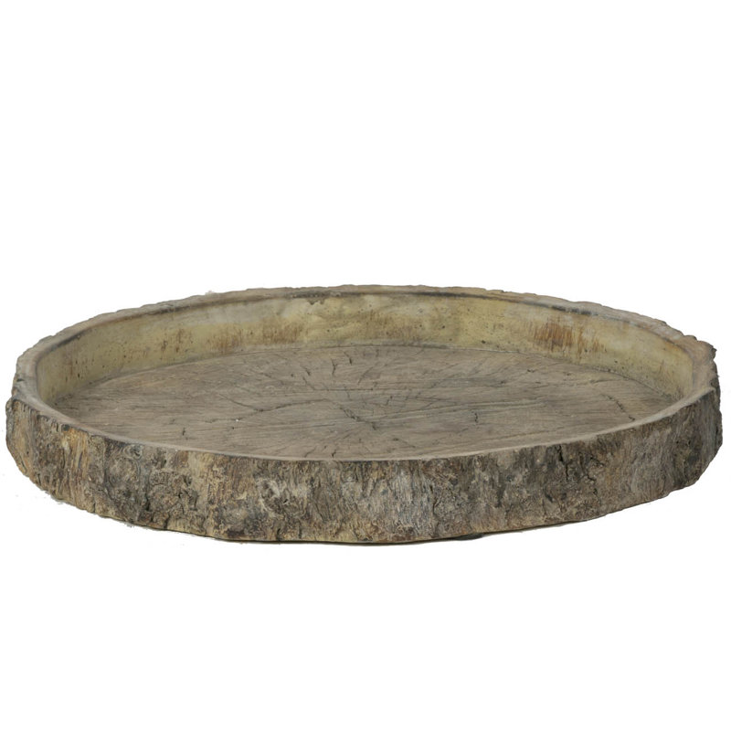 Plat rond en faux bois, H 1,2 po x l 9 po x P 9 po