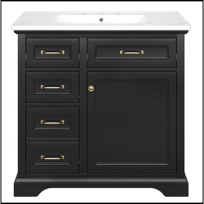 Meuble-lavabo sur pied 36 po avec lavabo en céramique, porte droite
