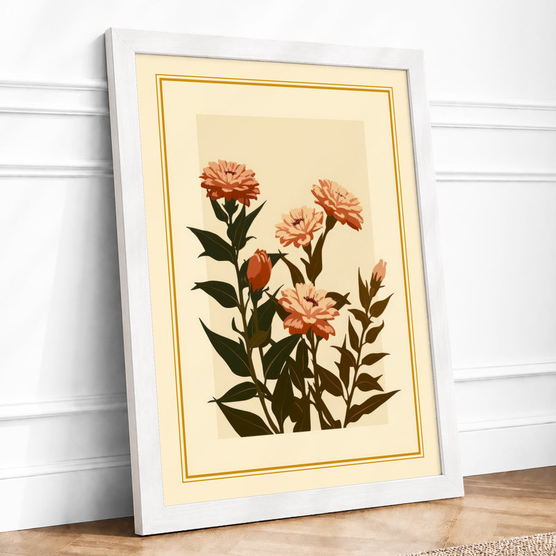 Carnation Study Botanical - Framed Print, A4 - 29.7 x 21.0 cm, White