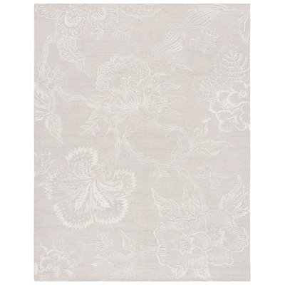 Tapis bleu clair / ivoire en laine / viscose touffeté à la main Salaam