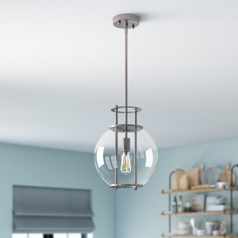 Luminaire suspendu sphère 1 lumière Elly, Chrome poli
