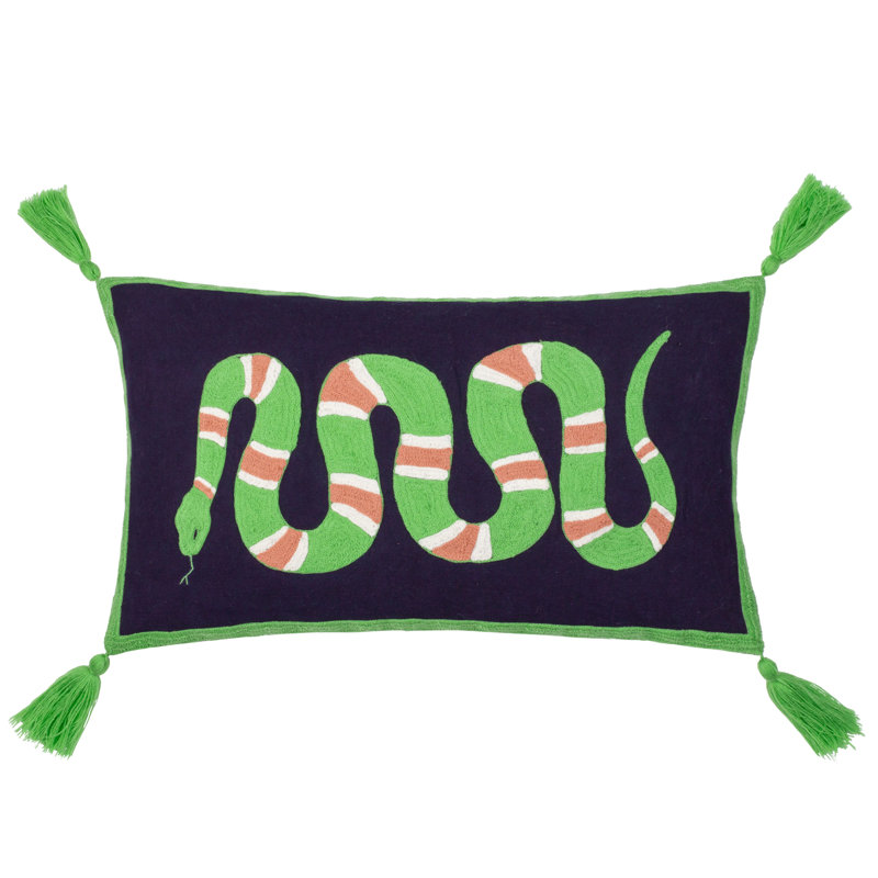 Coral Snake Black Rectangular Throw Cushion Covers