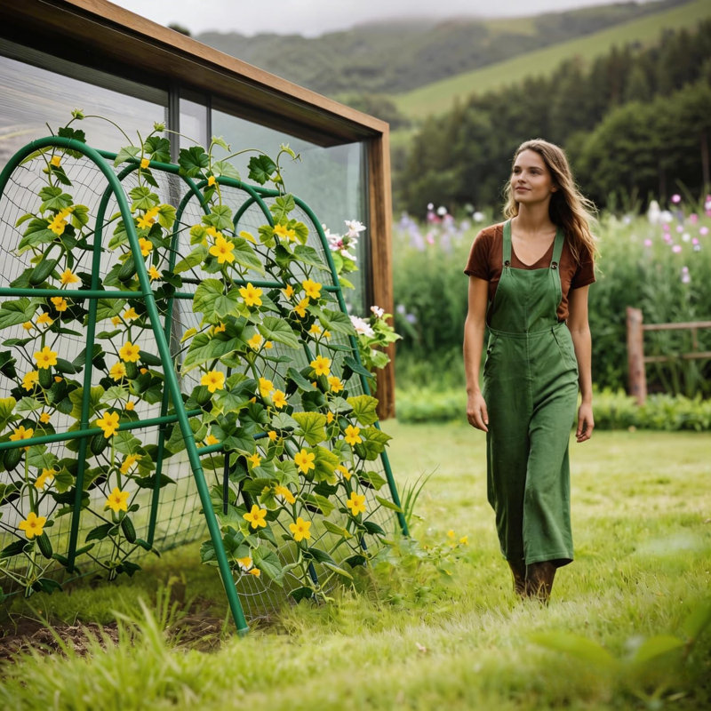 Treillis d'arche de jardin en métal robuste - Support vert antirouille pour lits surélevés, légumes grimpants, concombres, melons, raisins - assemblage facile - 120 x 160 cm