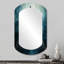 Carron émeraude bleu pyramide Shapes I - grand miroir cylindrique de formes, décor de miroir mural asymétrique moderne et unique, impression d'art en métal-107247660