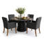 Ensemble de table de salle à manger 4 personnes Woodcroft avec table ronde unie et 4 fauteuils rembourrés en tissu-130545129