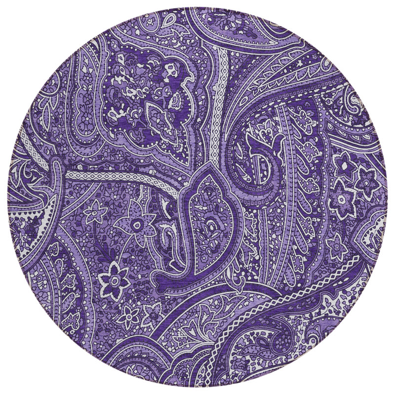 Heffington Indoor/Outdoor Area Rug with Non-Slip Backing, Round 8'