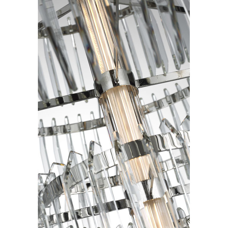 Waterford Killarney 32" Layered Chandelier with Clear Crystal, Polished Nickel