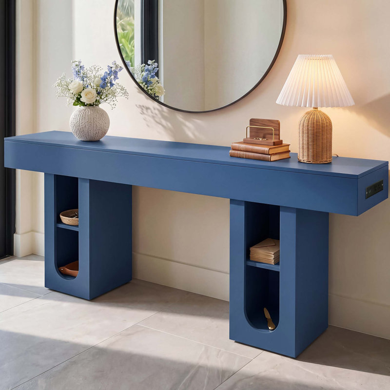 Console robuste avec prise de courant intégrée, Bleu