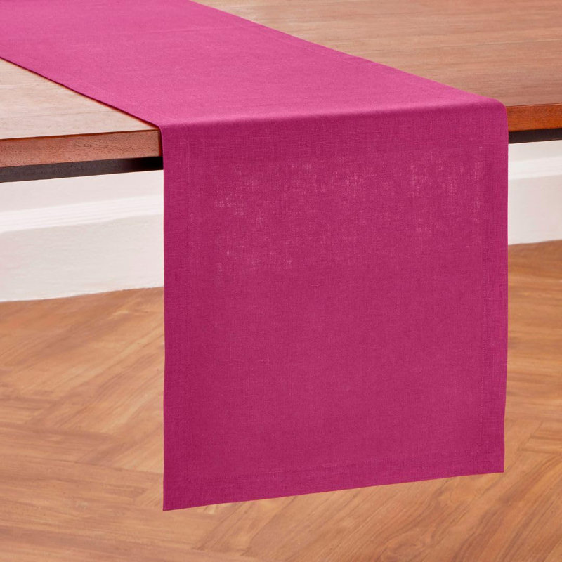 Diana - 100% Pure Linen Table Runner, 108" x 14", Festive Fuchsia