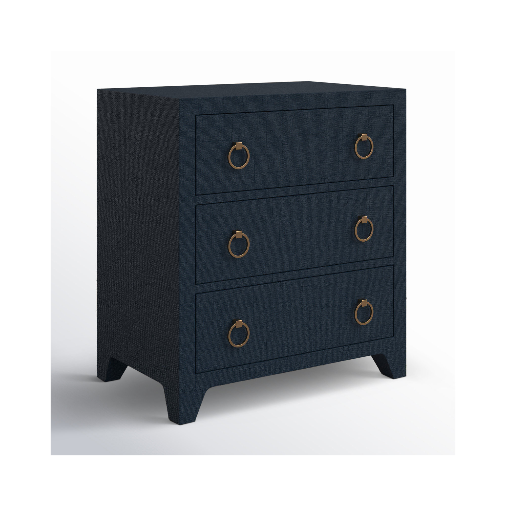 Cleo 3 - Drawer Raffia Dresser, Navy Blue
