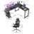 Desk and Chair Set: L-Shaped Computer Desk and Mesh Office Chair-288992176