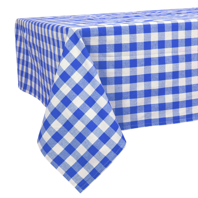 Knopp Plaid 100% Cotton Tablecloth, Blue, 90" Lx 60" W