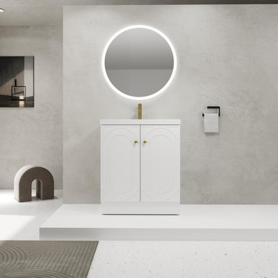 Meuble-lavabo autoportant avec lavabo en résine